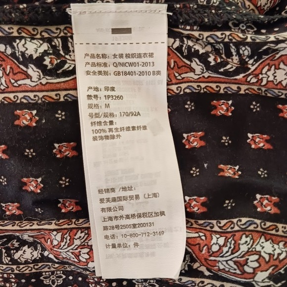 Abercrombie fitch Navy blue & Floral Bell Sleeve Dress Size M Boho Chic - Picture 6 of 9